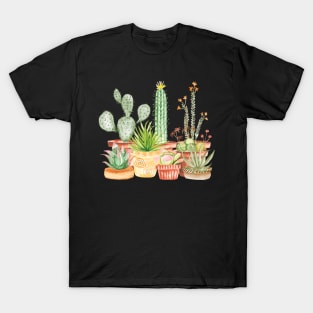 Classic Watercolor Cactus Family T-Shirt